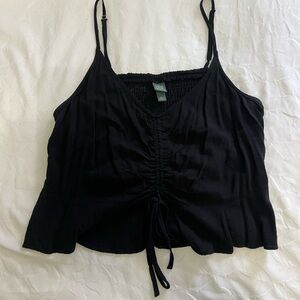 Wild Fable from Target Black Ruched Tie Front Crop Tank Top